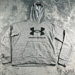 Under Armour Gray Heathered Fleece Hoodie Sweatshirt Size SM Loose Fit